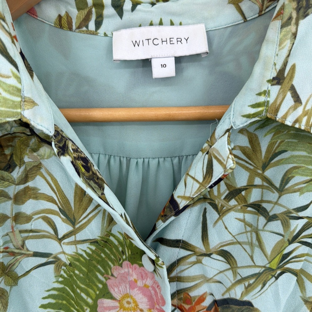 WITCHERY Jungle Canopy Sz 10 Tropical Floral Sleeveless Maxi Dress Flowy Wedding - Picture 4 of 8